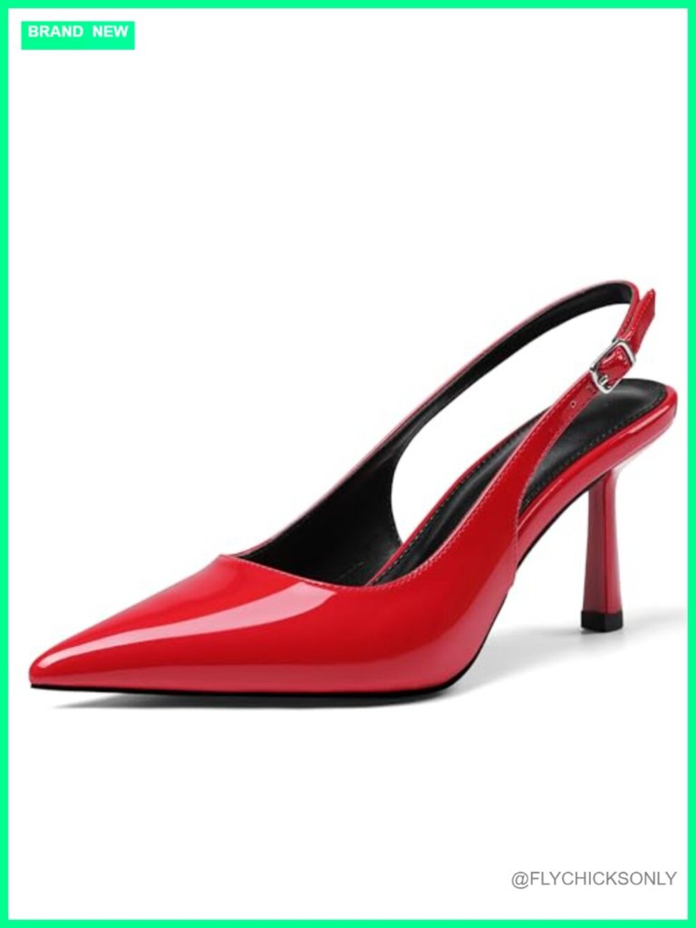 Slingback Kitten Heels Pointed Toe Leather Dress Pumps